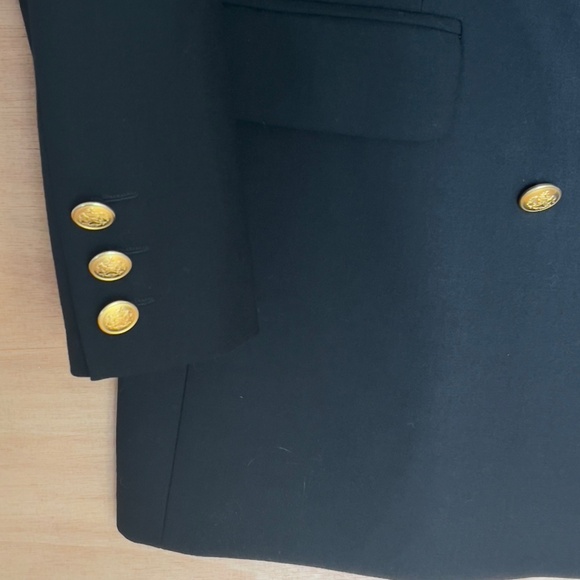 NWT St Michael from Marks & Spenser wool women's blazer US 12 black gold buttons - Picture 2 of 8